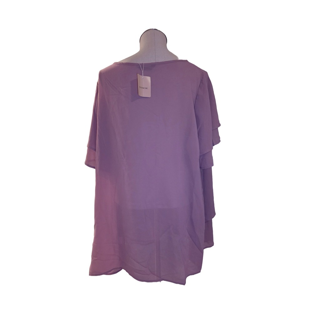 BloomChic Lavender Sheer Chiffon Blouse Top Plus Size 22-24 NWT Asymmetrical - Picture 3 of 8